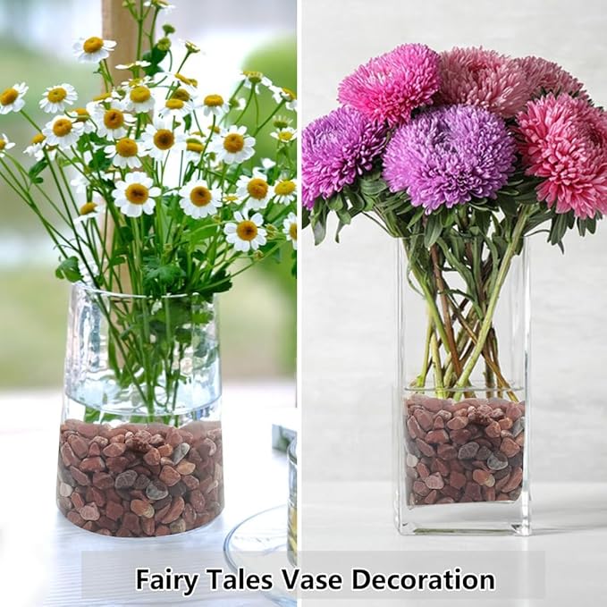 2LB Succulent and Cactus Gravel Pebbles, 1/5 Inch Natural Decorative Polished Stones, River Rocks for Vases Gardening Indoor and Outdoor Decorative Rocks, Red