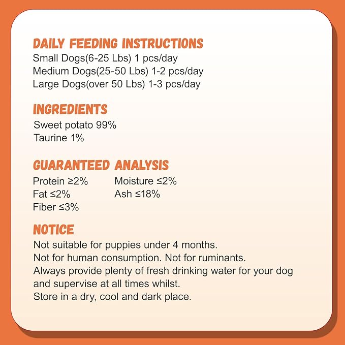 Sweet Potato Dog Treats, Healthy Low Fat Dog Chews Rawhide Free Grain Free Training Treats for Small Medium Large Dogs 27-31 Counts