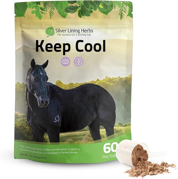 Silver Lining Herbs Keep Cool Horse Calming Supplement - Horse Health Calm & Focus Supplement - Horse Calming Supplements with Natural Herbs including Chamomile, Echinacea, & More - 1 lb 60-Day Supply