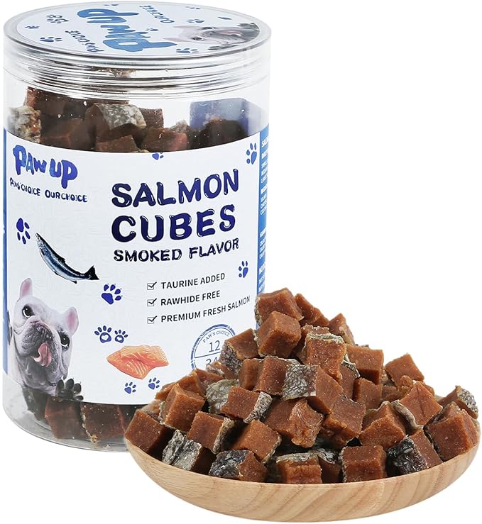 PAWUP Salmon Dog Treats, Healthy Salmon Bites, Dog Jerky Training Treats with Taurine, Rich in Omega-3, 12oz (Smoked Flavor)