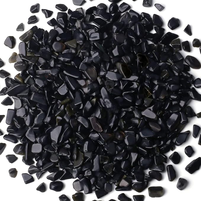 Obsidian Healing Crystal Chips Bulk Gemstones Sets Tumbled Crushed Stones Crushed Crystals Natural Rocks for Fountain Rocks Decoration Reiki Energy Balancing Meditation Aquarium Gravel 0.44lb