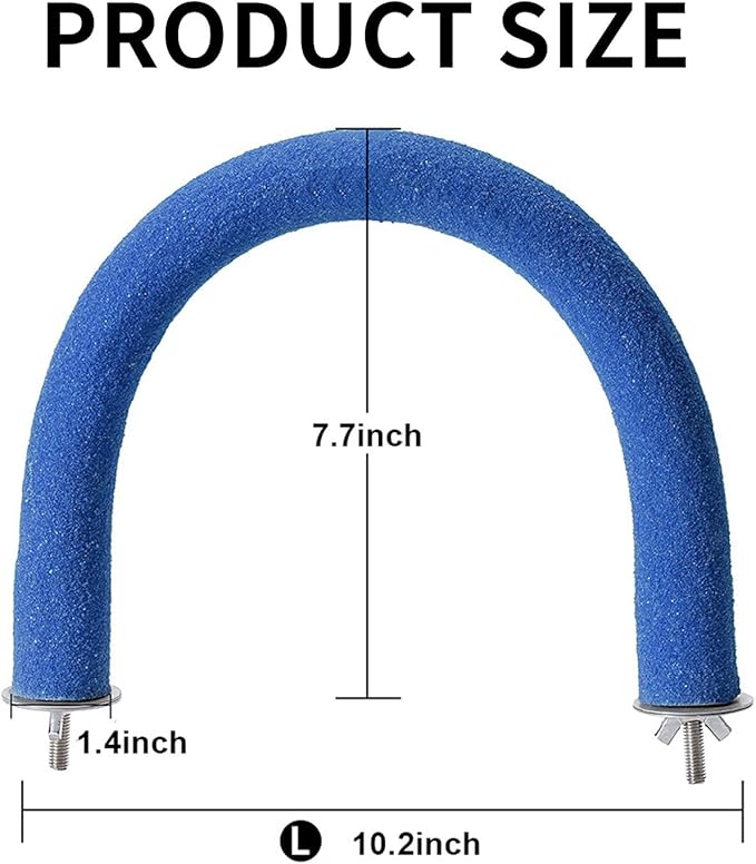 U Shape Parrot Perch Stand Toy Bird Platform Sand Paw Grinding Clean Stick Exercise Conure Budgie Cockatiel Cage Accessories (Blue)