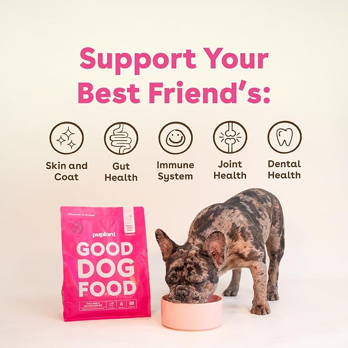Pupford Good Dog Food, Freeze-Dried Raw, High-Protein, Superfood Ingredients, Vet-Approved, No Fillers or Artificial Additives (Lamb & Salmon Recipe, 16 oz)