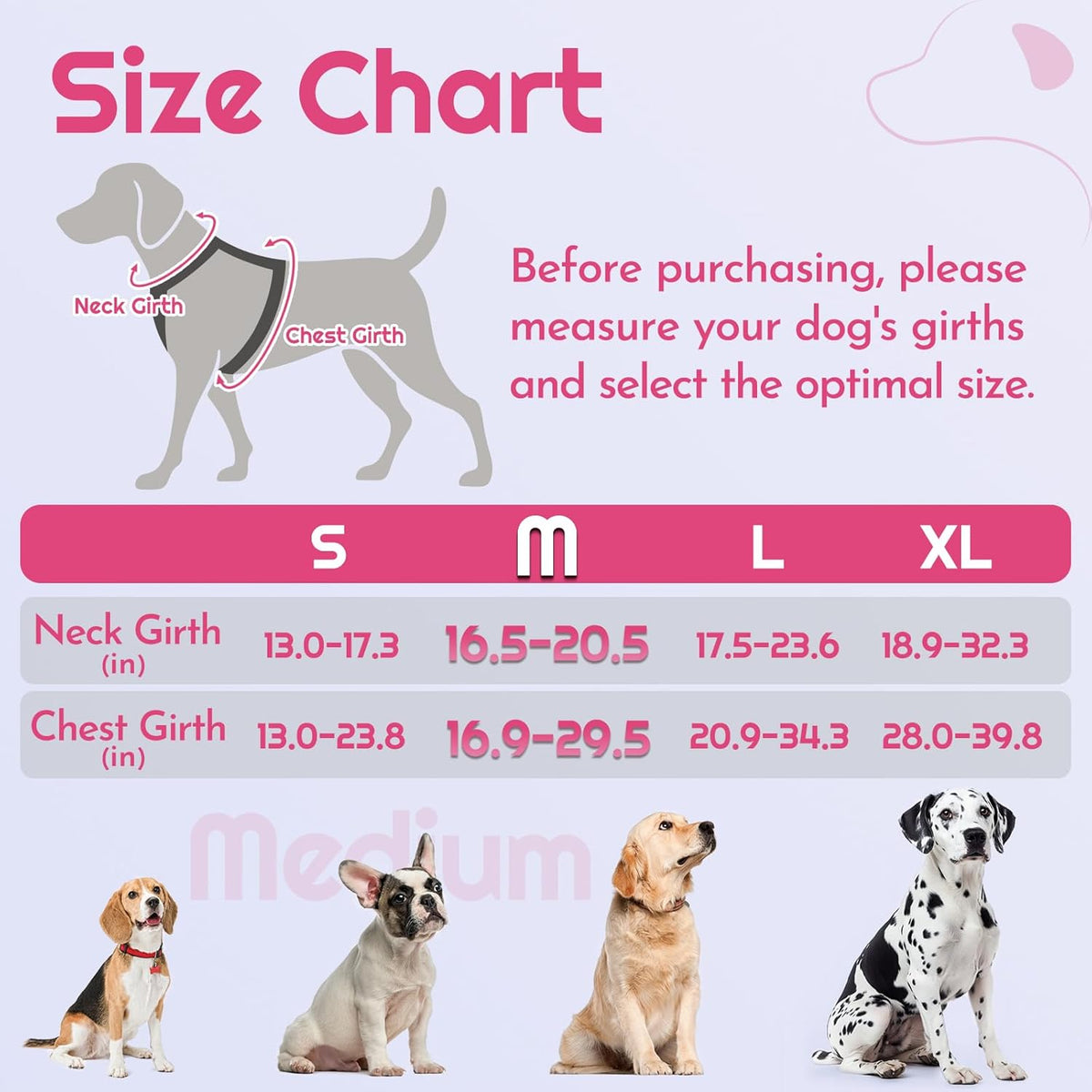 Eagloo Dog Harness Medium Sized, Easy Wearing with 3 Buckles, Adjustable No Pull Pet Harness with 2 Rings for Walking, No Chock Reflective Soft Padded Vest with Control Handle, Pink & Black, M