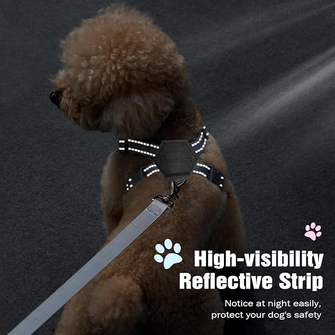 Pawaboo Small Dog Harness and Leash Set, Puppy Harness X-Frame No Pull No Choke, Dog Vest Harness Adjustable for Small Medium Sized Dogs,Soft Breathable Pet Harness for Walking Outing, S, Black Daisy