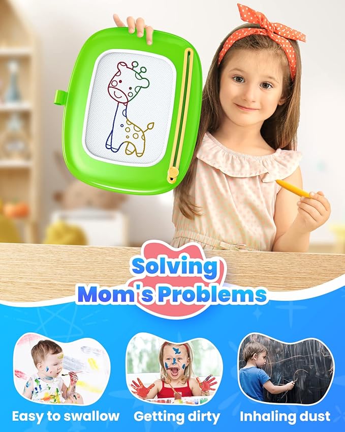 Toddlers Toys Ages 1-3, Magnetic Drawing Board, Doodle Board Pad Learning and Educational Toys for 18 Months Baby 1-3 Yr Kids Birthday Gifts - Green
