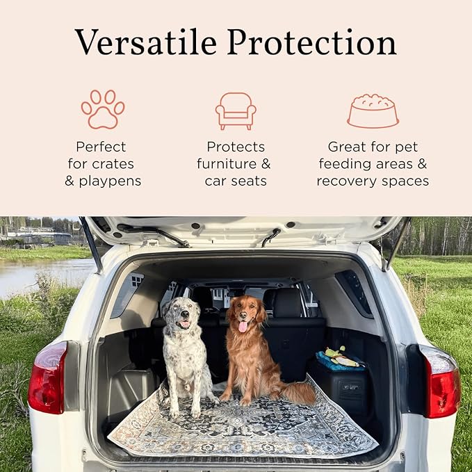 LOVEWAG Washable Dog Pee Pads, 36" x 48",Waterproof, Non-Slip, Super Absorbent, Reusable Machine-Washable, 2-Pack (Moonlit Night)