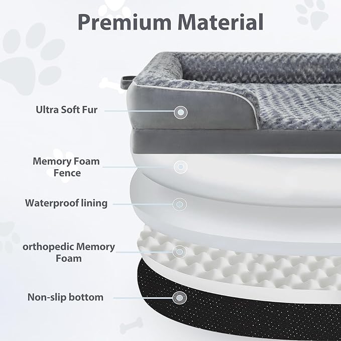 WNPETHOME Human Dog Beds for People Adults, Washable Faux Fur Nap Bed Adult Oval for People, Calming Human Size Giant Dog Bed Fits Pet Families with Storage Pocket Grey