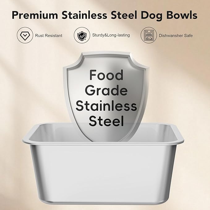 Decflow 10L Stainless Steel Dog Water Bowl, No Spill Anti-Splash Dog Bowls with XXL Silicone Mat, Spill-Proof Slow Feeder for Messy Drinkers, Heavy Duty Pet Bowls Indoor/Outdoor Use