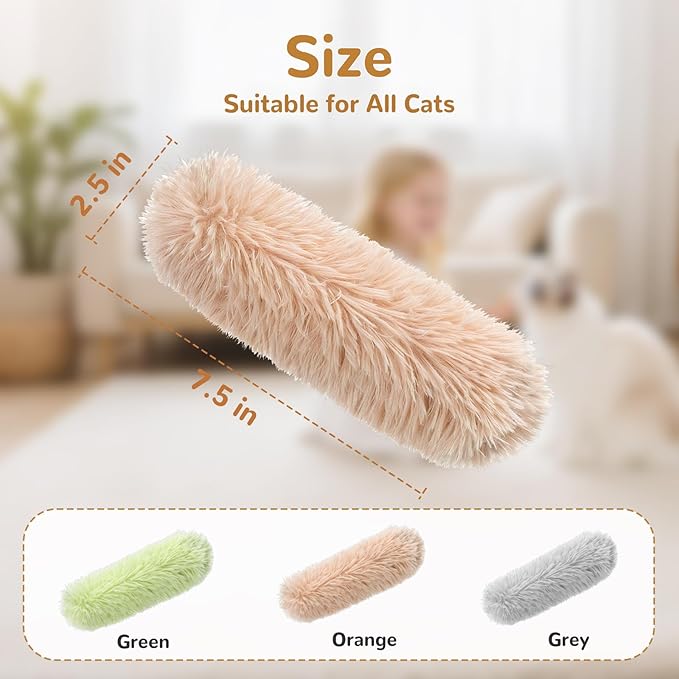 Cat Toys, Catnip Toys Natural Pillows Toys, Crinkle Sound Catnip Toys, Durable Cat Toys for Indoor Cats (Green Orange Grey, 3)