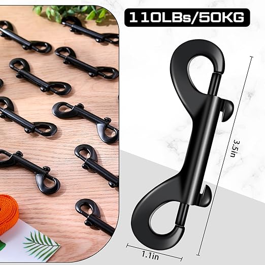 Hotop 30 Pcs 3.5 Inch Double Ended Bolt Snaps Hooks Zinc Alloy Trigger Chain Metal Clips Key Holder for Linking Key Chain Dog Leash Collar Pet Sling Feed Buckets(Black)