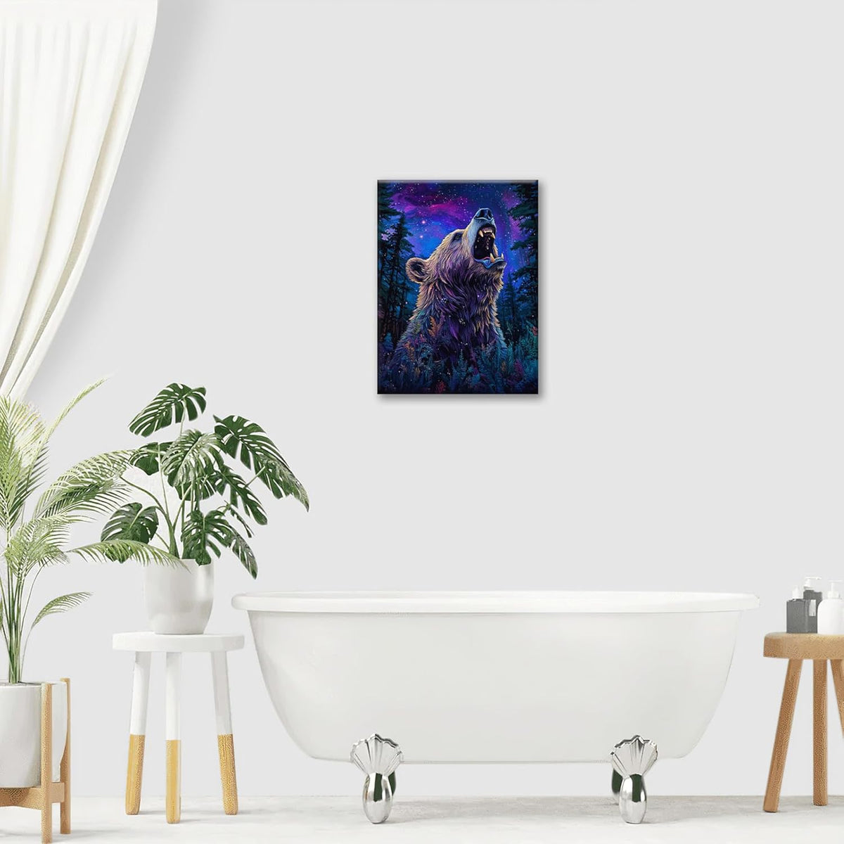 Bear Forest Wall Art Canvas Fantastic Animal Wall Decor Prints Framed Painting Pictures Gifts Artwork for Bathroom Kitchen 16"x20"