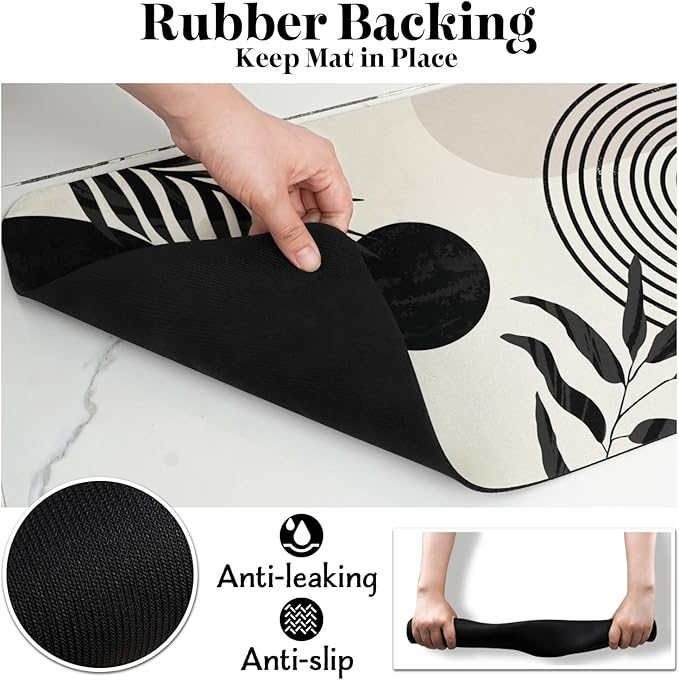 Dog Food Mats for Floors Super Absorbent, Pet Cat Food Mat - Non Slip Dog Bowl Mats for Food and Water, Eco-Friendly Boho Dog Placemats Feeding Mat