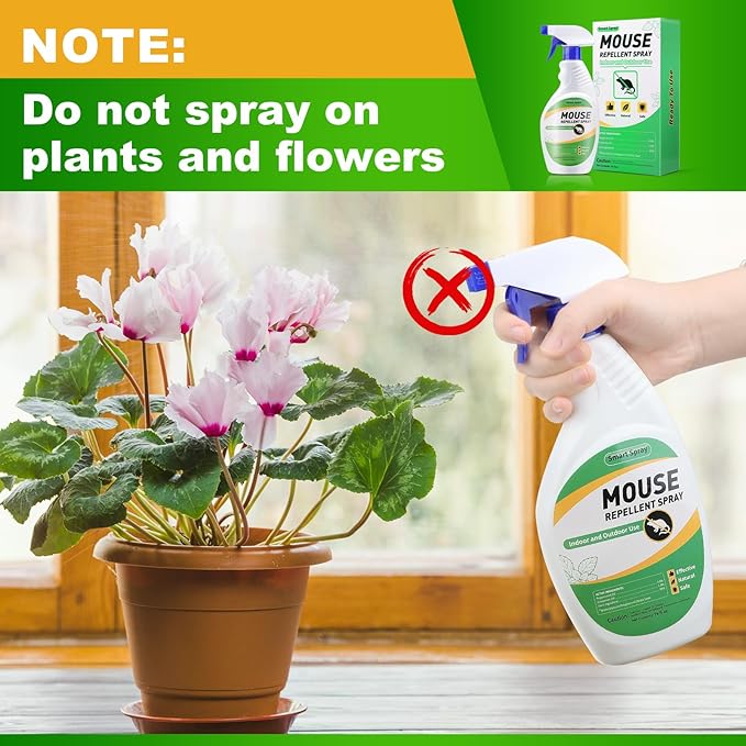 Mouse and Insect Repellent Spray, Peppermint Oil Repellent Spray for Indoor and Outdoor Mouse and Rodent Prevention, 16 OZ