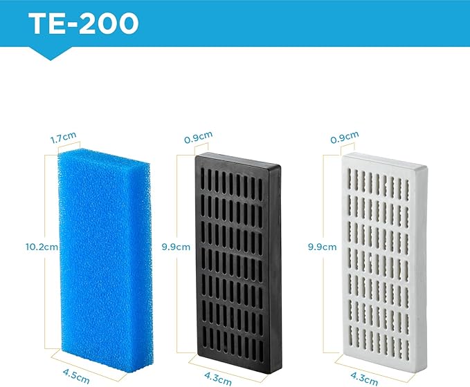 Replacement Cartridge for Fish Tank Filter TE-200 with Aquarium Filter Foam, Active Carbon and Ceramic Ring(TE200-S)