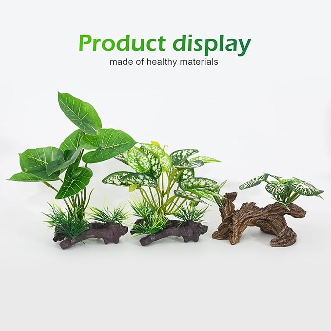 Fish Tank Decorations Aquarium Ornaments 3pcs Betta Silk Leaf Plants Artificial Driftwood Cave Aquarium Plants Accessories