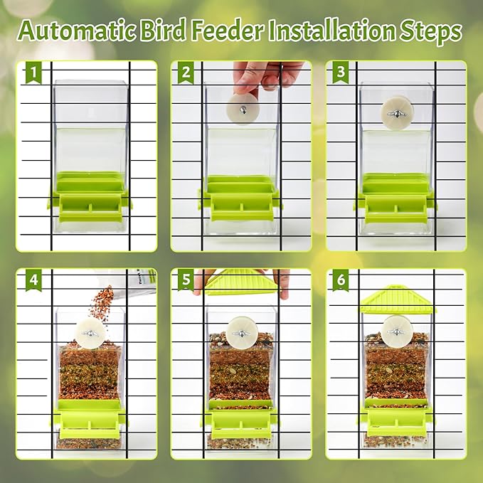 Rypet No Mess Automatic Bird Feeder for Cage,Transparent Acrylic Parrot Seed Feeders,Food Container for Cage,Parrot Feeder Cage Accessories for Small and Medium Lovebirds Parakeets Cockatiel Finch