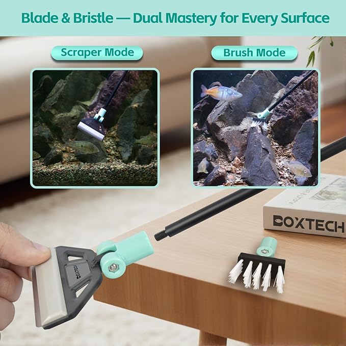 UPETTOOLS Aquarium Algae Scraper Cleaner with 5 Stainless Steel Blades – Fish Tank Glass Cleaning Brush for Easy Tank Maintenance