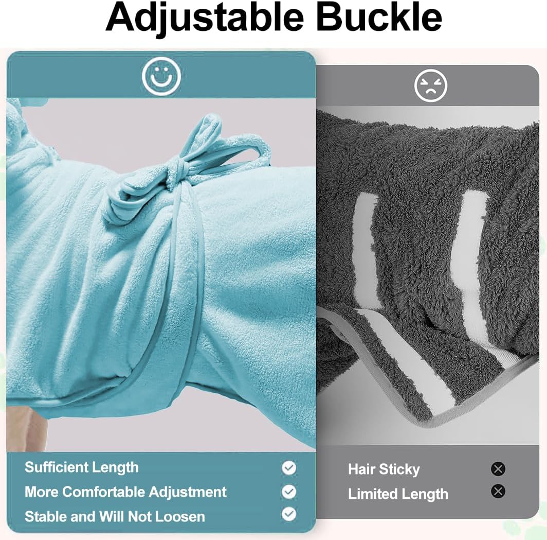 Medium to Large Size Dog Bathrobe, Quick Drying Super Absorbent Used for After Bathing, Warm Dog Towels, Adjustable Hoodies and Belts for Pet Dogs Bath Clothes Products (Blue, 3XL)