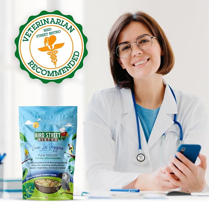 Bird Street Bistro Parrot Food - Parakeet & Cockatiel Food - Cooks in 3-15 min w/ Natural & Organic Grains, Legumes, Non-GMO Fruits, Vegetables & Health-Oriented Spices