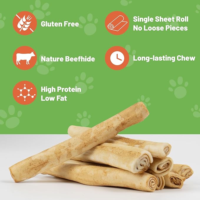 MON2SUN Dog Rawhide Rolls Twist Sticks 6.5 Inch Chew Treats Chicken Flavor 18 Count for Puppy and Small Dogs