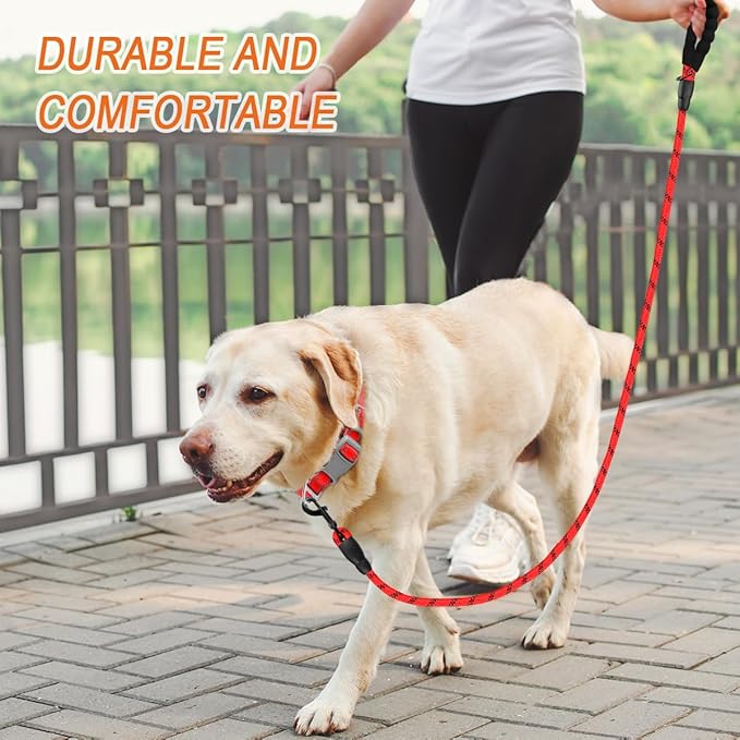 BARKBAY Dog Leashes for Large Dogs Heavy Duty Dog Leash 2 Pack 5 FT with Comfortable Padded Handle Highly Reflective Threads for Medium Large Dogs Walking Training Running (5FT-1/2,Red+Black)