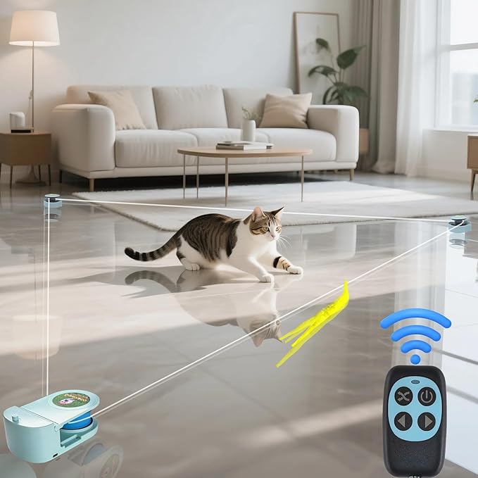 Wireless Remote Control Interactive Cat Toy for Indoor Cats, Self-Moving Worm Plush Mouse Chase Toy, Automatic Prey Simulation with Adjustable Speed, Durable & Rechargeable Kitten Exercise Toy