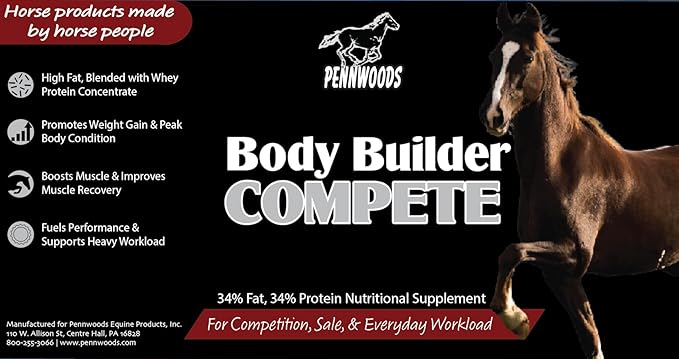 Pennwoods Body Builder Compete: Advanced Horse Weight Gain Supplement, Designed for Competition and Sale, 11lb Bag