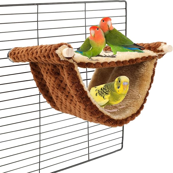 BWOGUE Winter Warm Bird Nest Bed Hanging Hammock Snuggle Hut Parrot House Tent Toy Bird Cage Perch for Parakeet Budgies Cockatiels Lovebird Cockatoo Finch Hamster Chinchilla Guinea Pig