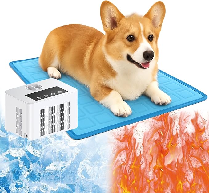 DuDuDog Electronic Self-Cooling and Heating Pet Mat for Dogs and Cats, Quiet Semiconductor Technology with Timed Water Circulation, 15.75 x 23.62 Inches