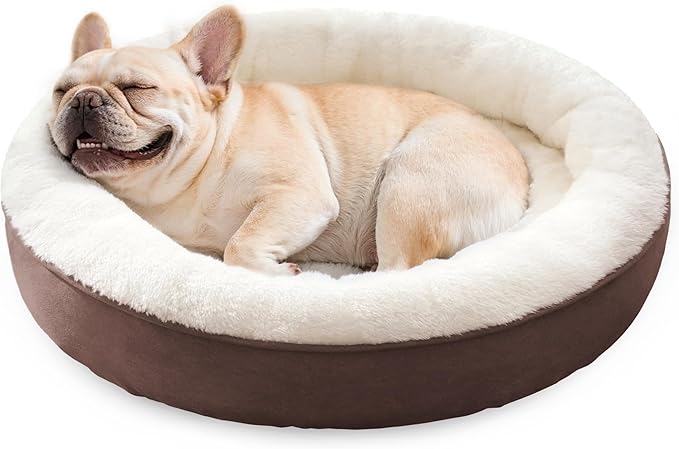 Love's cabin Round Donut Cat and Dog Cushion Bed, 30in Pet Bed for Medium or Large Dogs, Anti-Slip & Water-Resistant Bottom, Soft Durable Fabric Pet beds, Washable Calming Cat & Dog Bed Brown