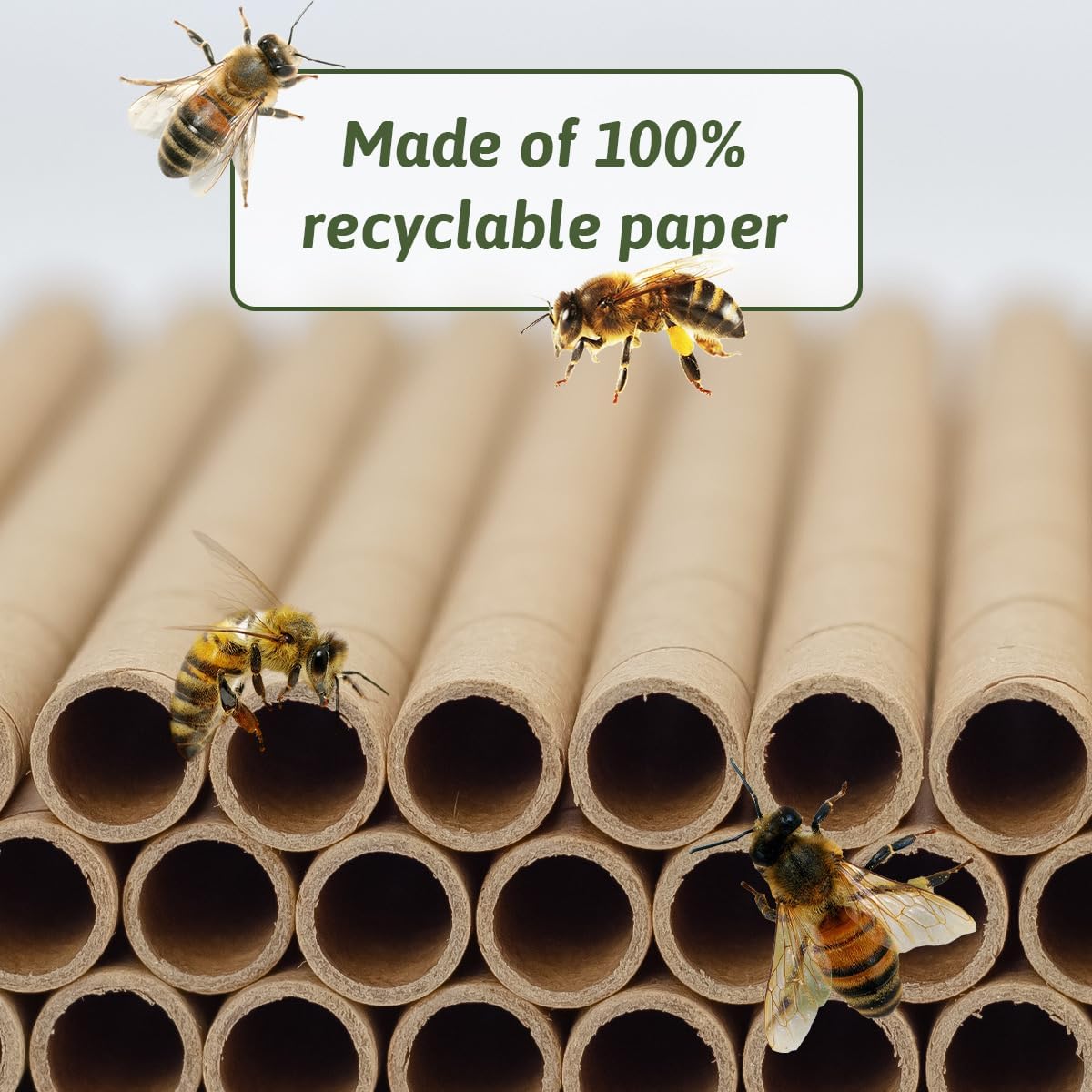 200pcs Cardboard Bee House Nesting Tubes - 6" Long X 5/16" Diameter Tube for Mason Solitary Bees - for Filling Insect Hotels and Bug Houses