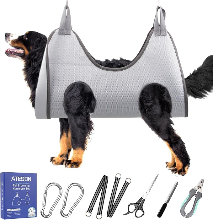 Pet Grooming Hammock Harness for Large Giant Dogs Nail Trimming, Dog Sling for Cutting Nails, Dog Hanging Holder Hanger with Nail Clippers, Nail File, Scissors XXXL
