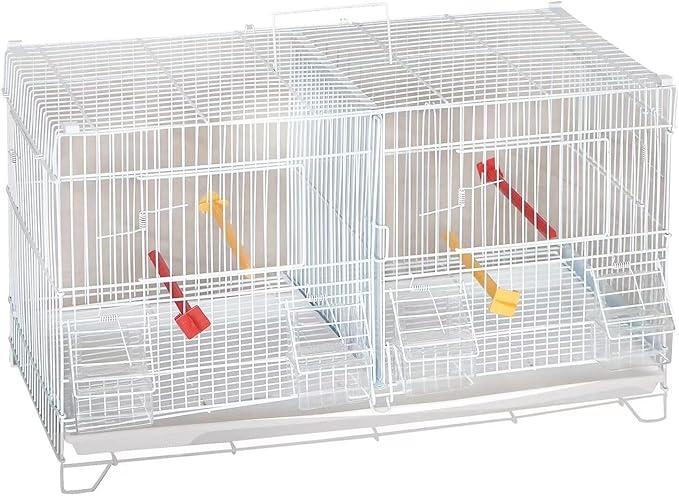 Seny Set of 4 Stackable Breeding Bird Cage for Canary Finch Small Birds (White)