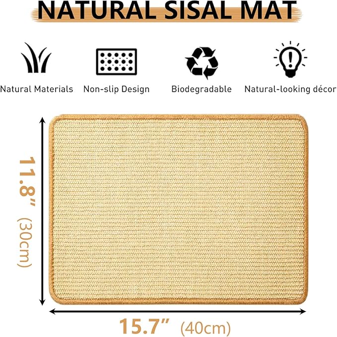 Oncpcare 2PCS Rabbit Scratch Mat Natural Bunny Scratching Pad Claws and Teeth Care Rabbit Mats for Cages Chew Toys for Bunny Pet Cage Bedding for Biting Sleeping Nesting, 16x12