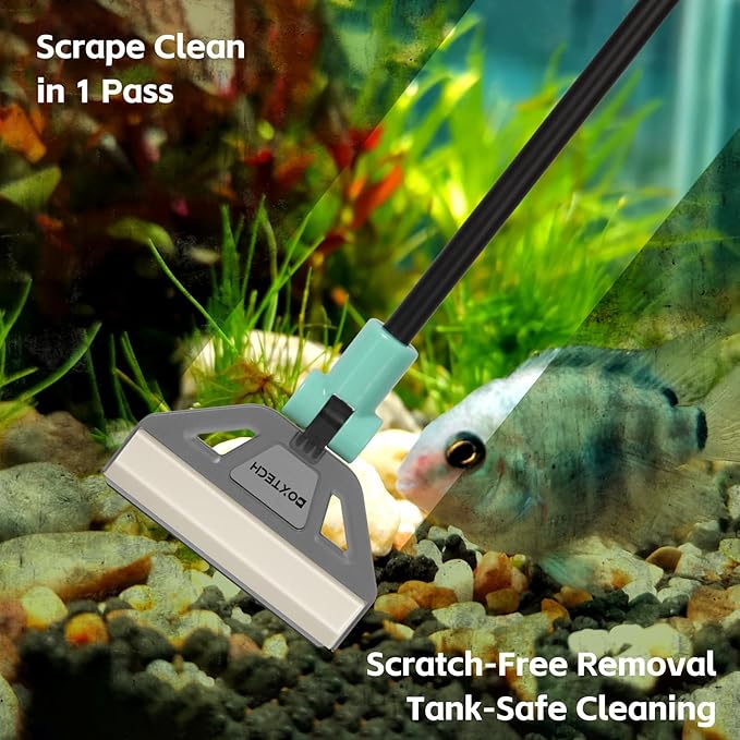 UPETTOOLS Aquarium Algae Scraper Cleaner with 5 Stainless Steel Blades – Fish Tank Glass Cleaning Brush for Easy Tank Maintenance