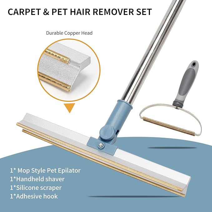 Pet Hair Remover, Dog Cat Hair Remover, Portable Carpet Scraper, Fuzz Rollers Hairball Shaver Brush for Carpets, Car Mat, Couch, Pet Bed, Furniture