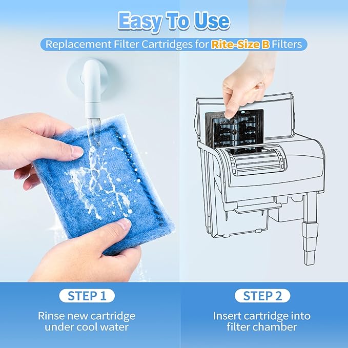 8/16/32 Pack Rite-Size B Filter Cartridges Compatible with MarineLand Penguin PRO Power Filters 100/125/175 & Original Penguin Power Filter 150 - Rite-Size B Replacement Filter Cartridges