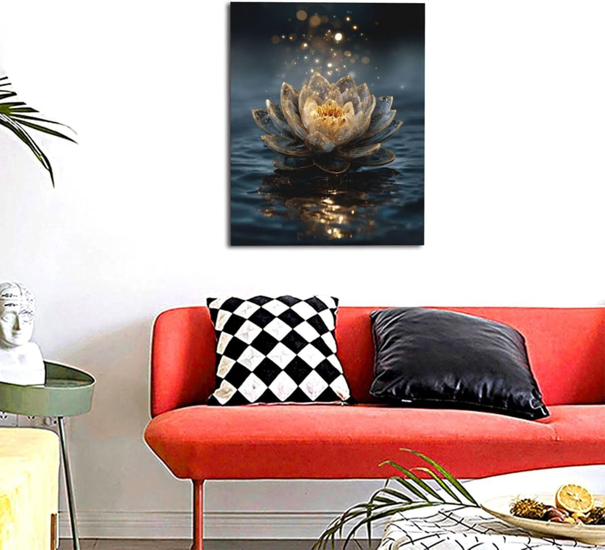 Zen Lotus Canvas Wall Art Mystical Lotus Bloom in Water Aesthetic Pictures Wall Decor Modern Meditation Spiritual Painting Print Framed Artwork Decorations Gifts for Yoga Spa Room Bathroom 16"x20"
