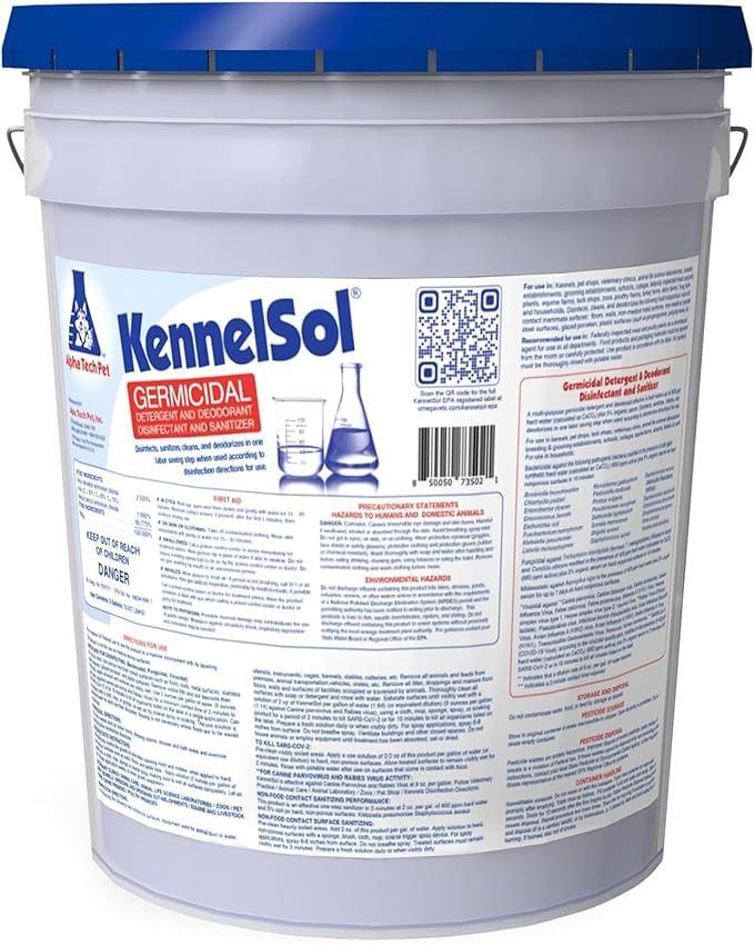 ATP KennelSol 1-Step Kennel Cleaner - 5 Gallons Liquid Disinfectant, Effective Against Bacteria and Viruses, Deodorizer Wintergreen Scent by Alpha Tech Pet