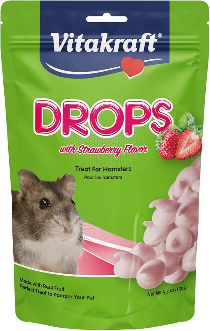 Vitakraft Drops Hamster Treat - Strawberry - Yogurt Treats for Hamsters Pink 5.3 Ounce (Pack of 1)