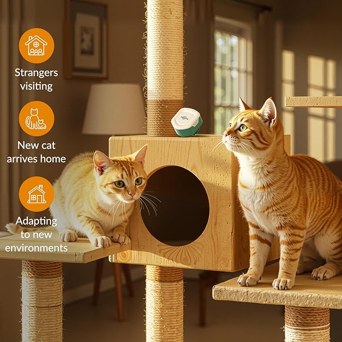 Cat Calming Diffuser for Travel – Pheromone Diffuser for Cats & Kittens to Reduce Anxiety and Stress-Related Behaviors, No Electricity Needed, Long-Lasting Enhanced Calming Aid (2 Pack)