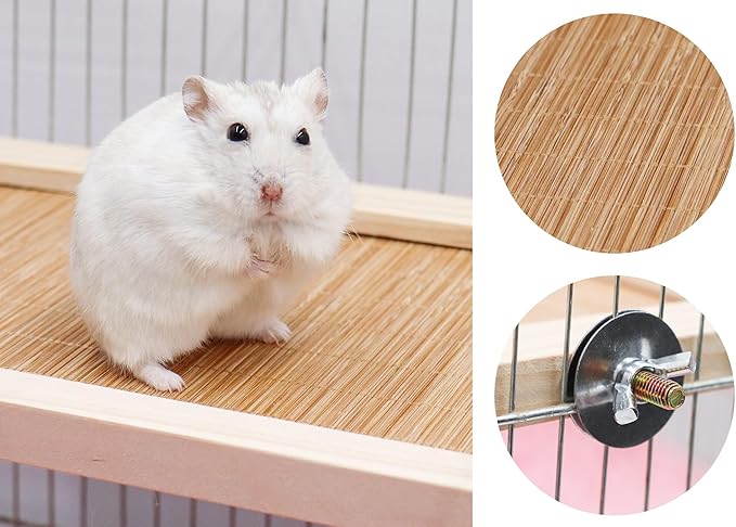 11.8×7.1 Inches Bird Perch Stand Platform, Natural Wooden and Bamboo Small Animals Cage Accessories, Suitable for Parrot Parakeet Cockatiel Rat Hamster Guinea Pig Conure Chinchillas
