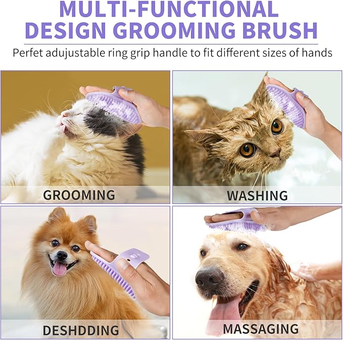 Professional 7 in 1 Dog Paw Cleaner for Dogs & Cats - Includes 1 Portable Paw Washer, 1 Bath Brush, 2 Dog Toothbrushes and 3 Absorbent Towels Note: Fits Paws 1.5 to 2.5 Inches Wide (Medium, Purple)