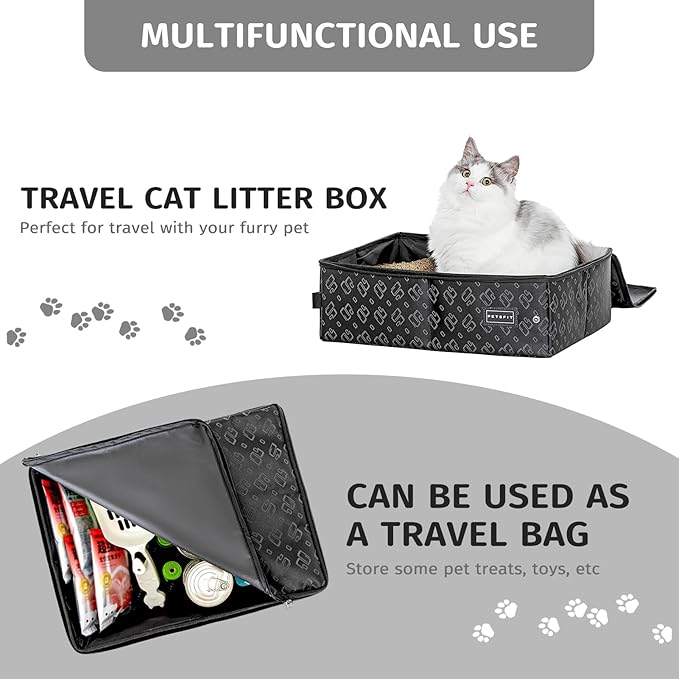 PETSFIT Portable Litter Box - Leak-Proof, Travel Litter Box with Lid, Collapsible Litter Boxes Perfect for Hotel/Lawn/Car Travel