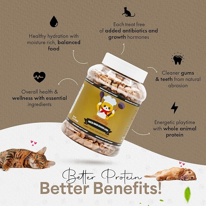 Freeze-Dried Chicken Liver Treats for Cats & Dogs – 100% Human Grade, Single Ingredient, High-Protein, Healthy Snack – No Additives or Preservatives – 3.1oz - Inspected & Tested in USA