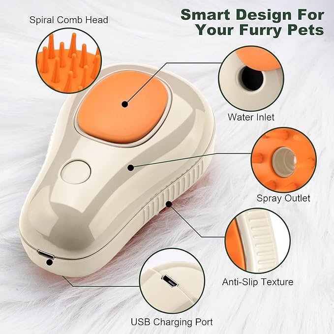 3 In 1 Pet Brush for Shedding, Portable Hair Removal Tool for Cats and Dogs, Deshedding Grooming Brush for Indoor Pets