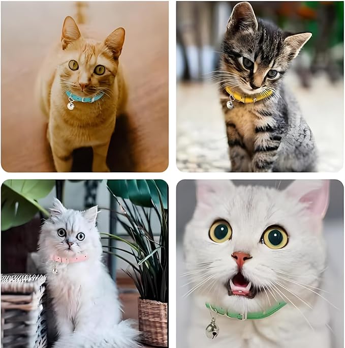 White Puppy Collar with Bell, Soft Pu Leather Cat Collars Adjustable Buckle for XXS XS Extra Small Medium Tiny Female Male Boys Girls Pets Dogs Kitten Teacup Yorkie S