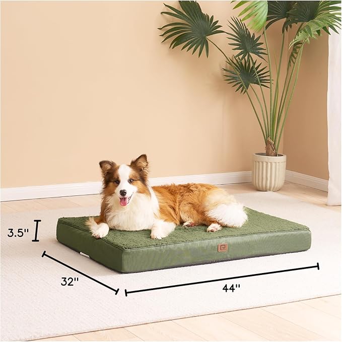 EHEYCIGA Orthopedic XL Dog Beds for Extra Large Dogs with Removable Washable Cover, Dark Green, 44x32