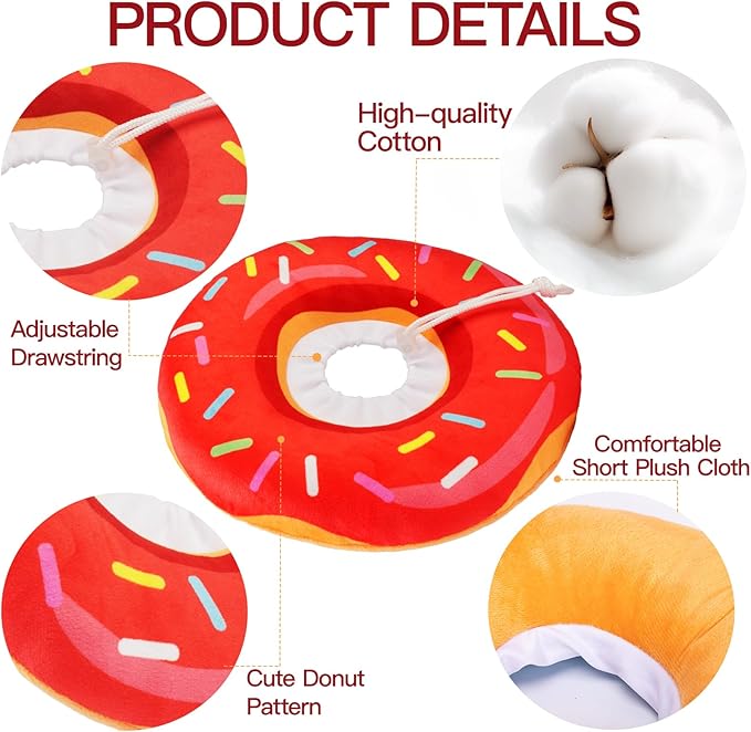 Cat Cone Collar Soft, Cute Cat Donut Collar After Surgery, Adjustable Kitten Recovery Cones to Stop Licking, Lightweight Neck Elizabethan Collars for Cats Kittens (Red, Large)